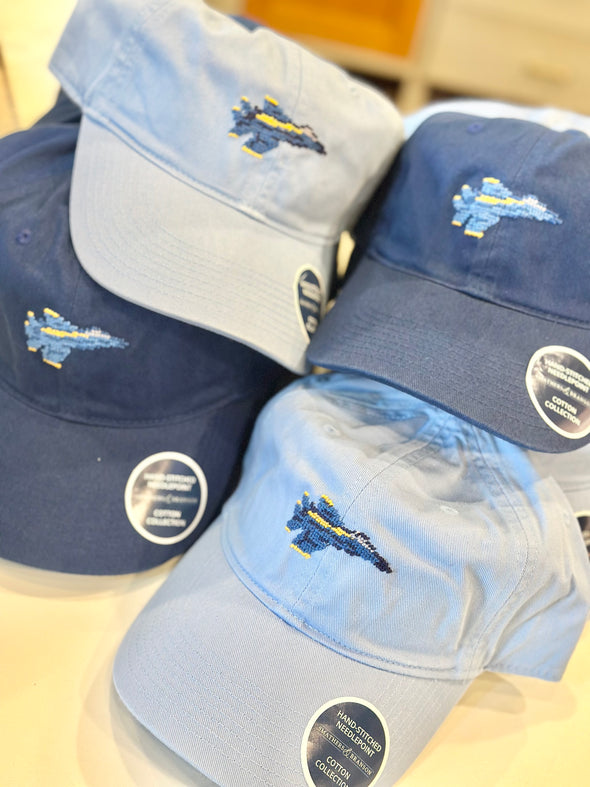Blue Plane Needlepoint Hat