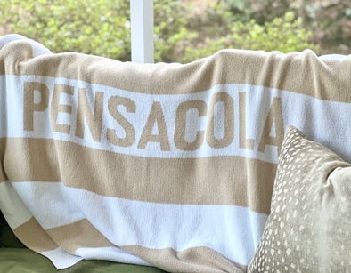 Tan/White Pensacola Knit Throw